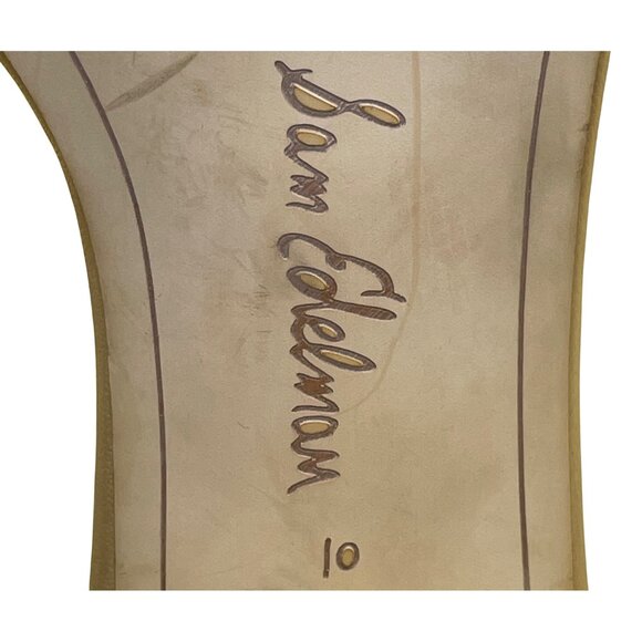 Sam Edelman Women’s Beige Leather Block Heel Ankle Buckle Strap Sandals Size 10 - Picture 9 of 10